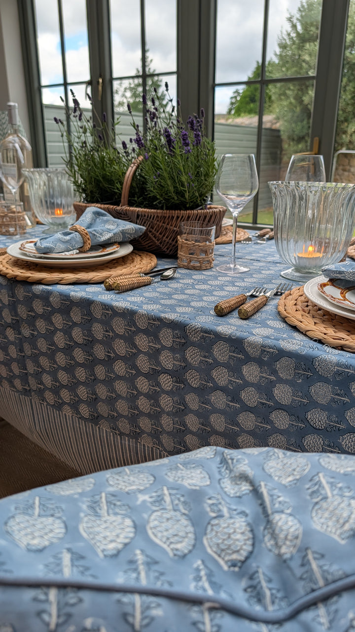 Mona Blue Rectangular Tablecloth