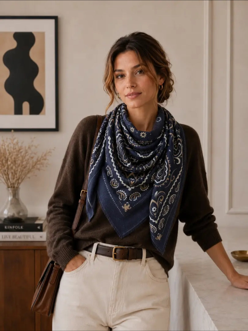 Pre Order Large Navy bandana print Scarf
