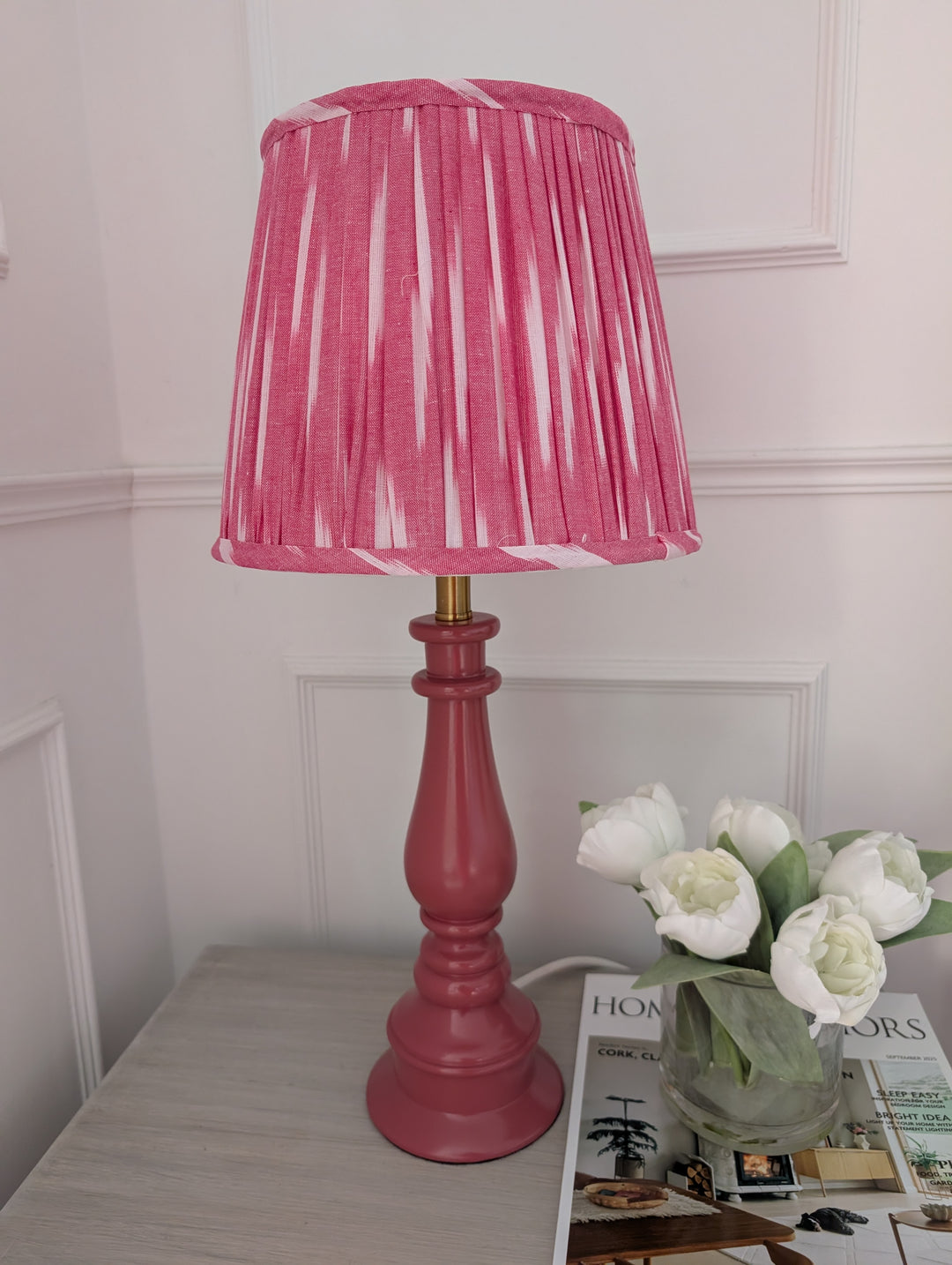 Pink Ikat Pleated Lampshade-Lampshades-LNH Edit