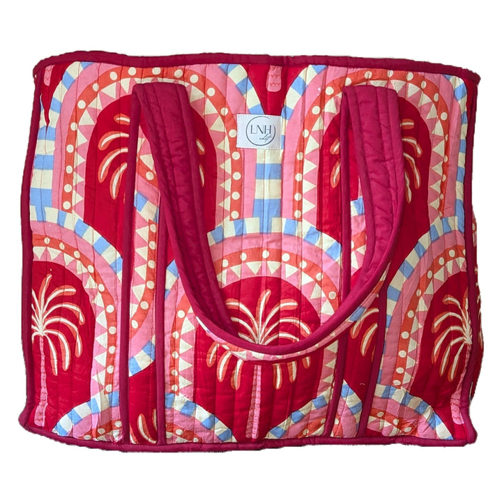 Pink palm Tote