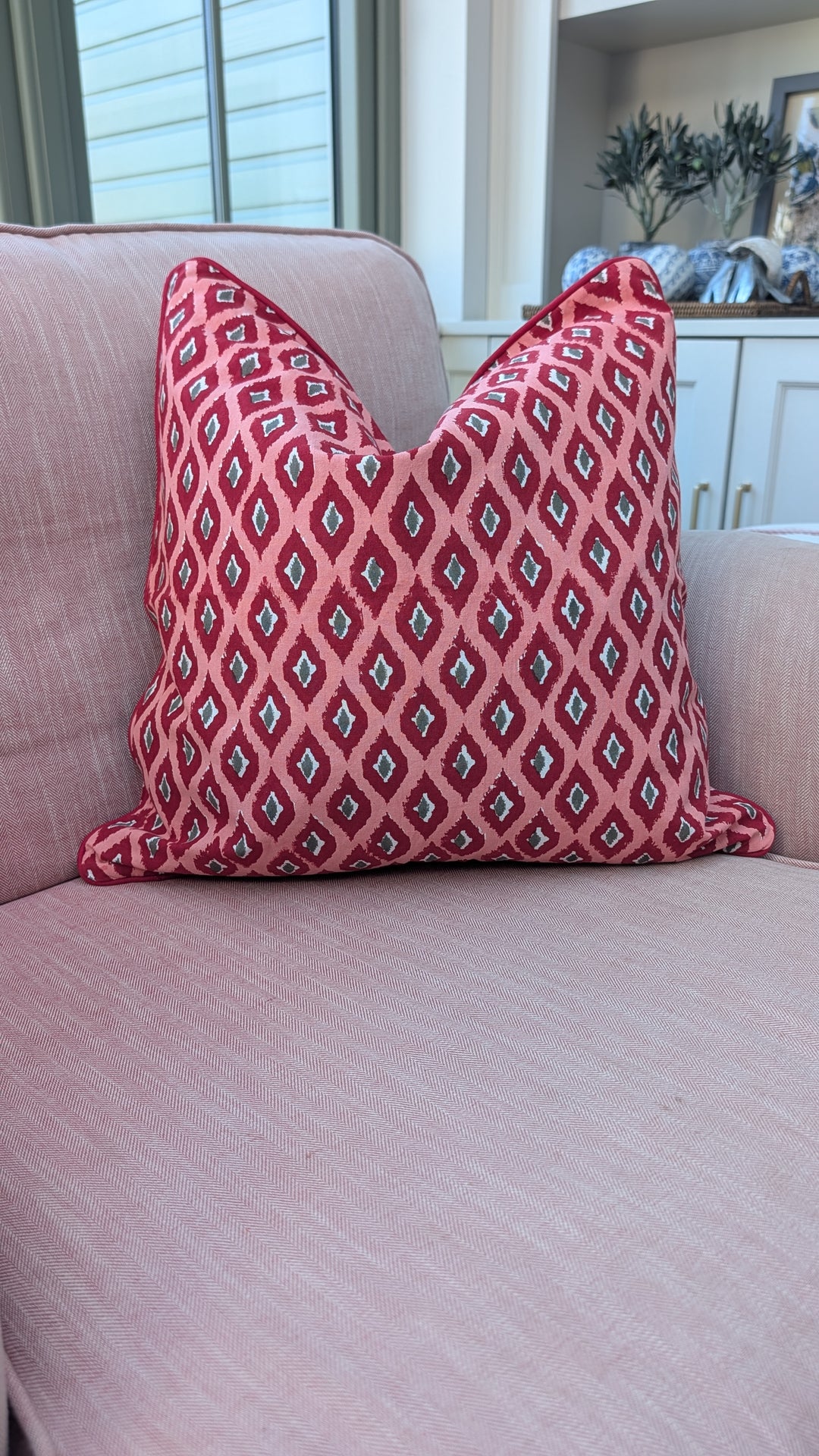 Ikat Red Cushion Cover