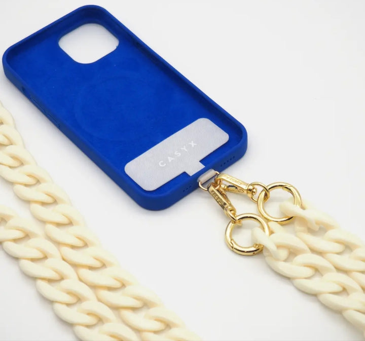Cream Phone Chain with Universal Strap – Fits All Cases