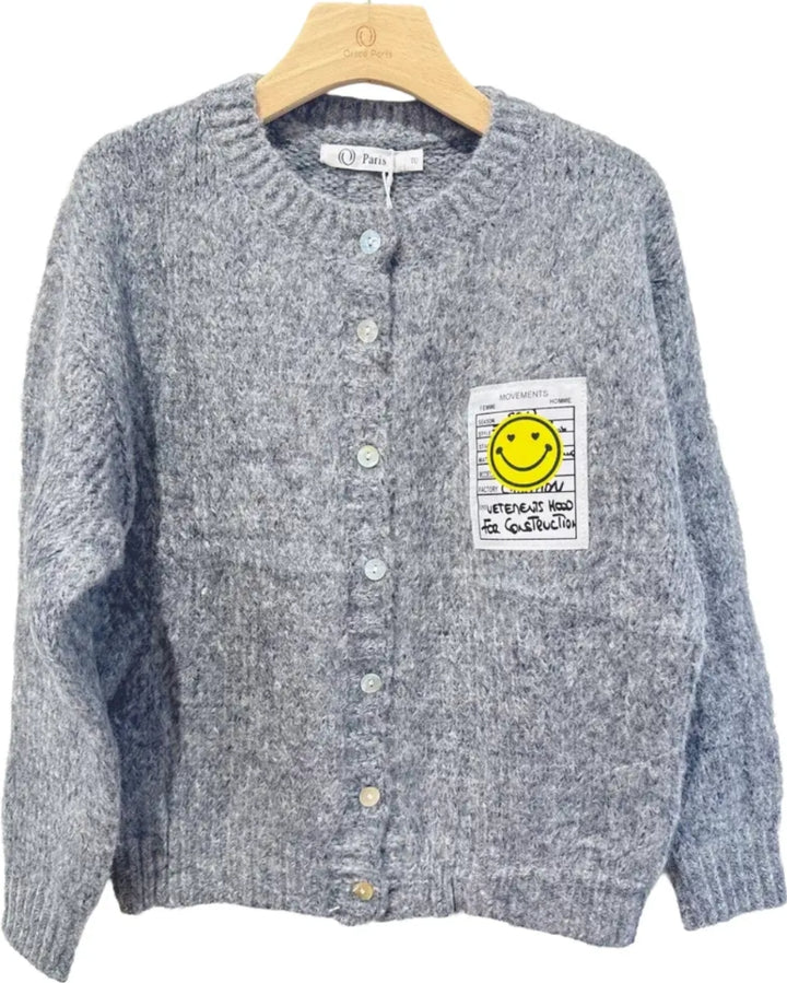 Smiley Face Grey Cardigan