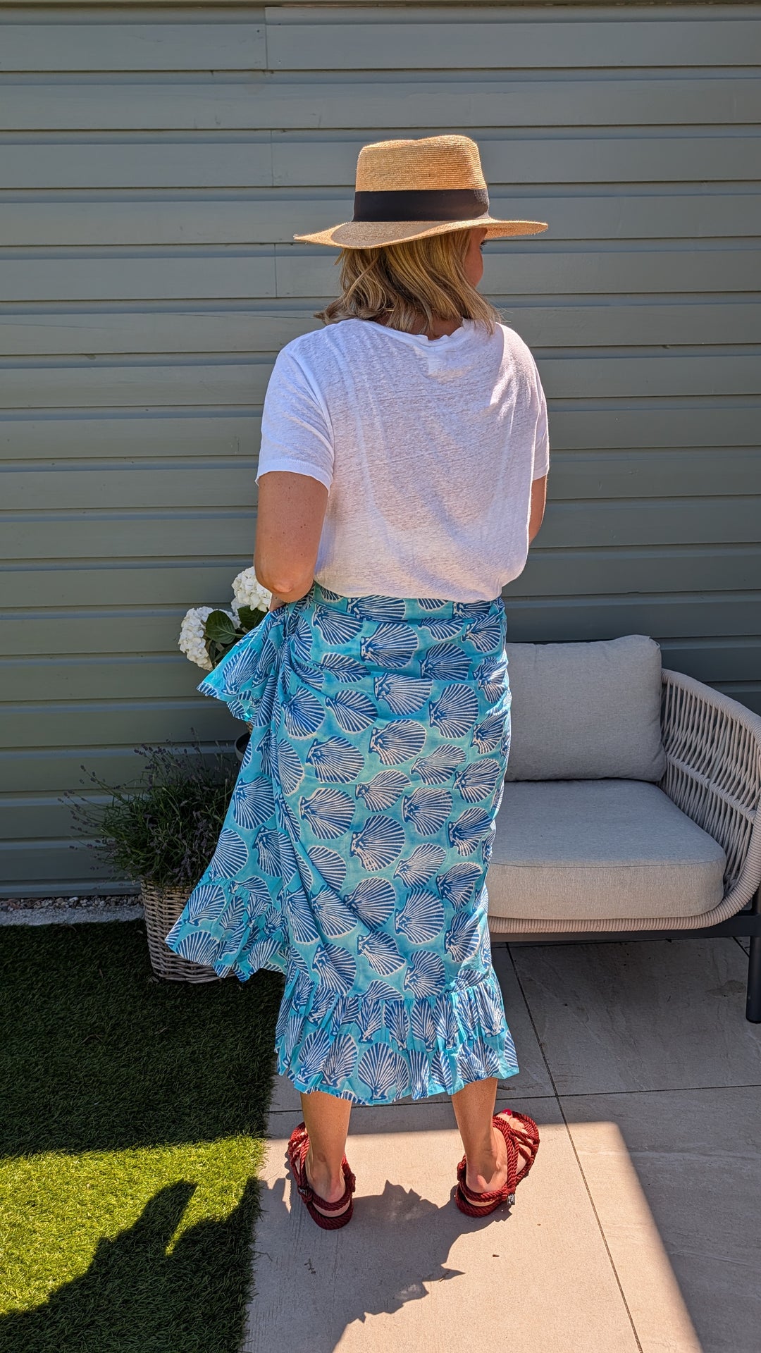 Turquoise Shell Frill Sarong