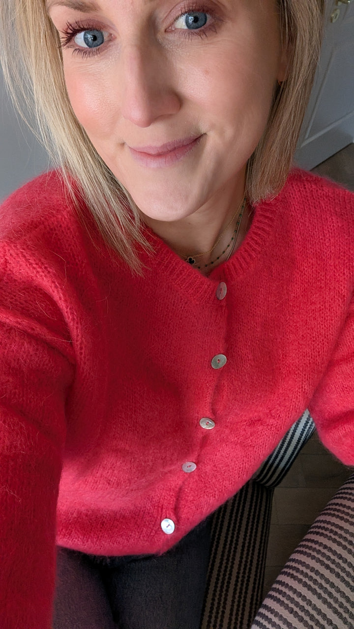 Coral Short Sleeve Mohair Cardi