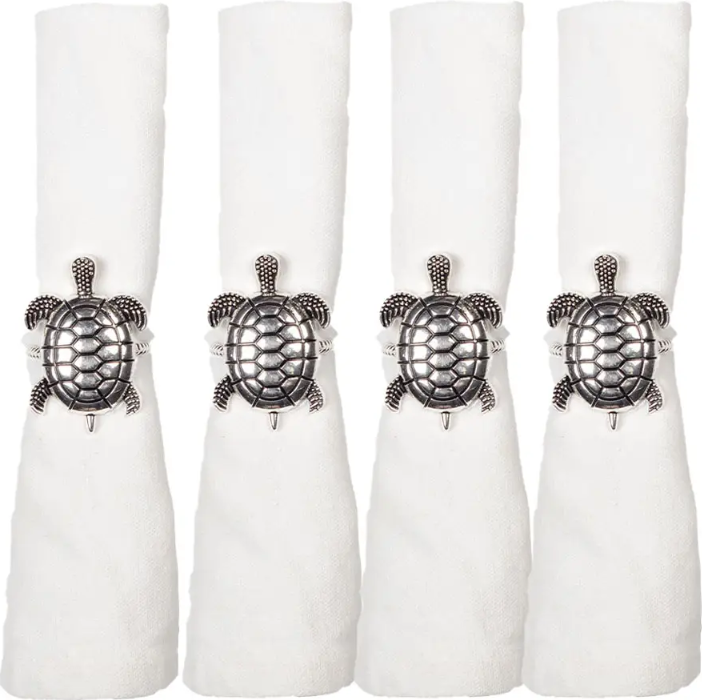 Set of 4 silver fish Napkin Rings-Napkin Rings-LNH Edit