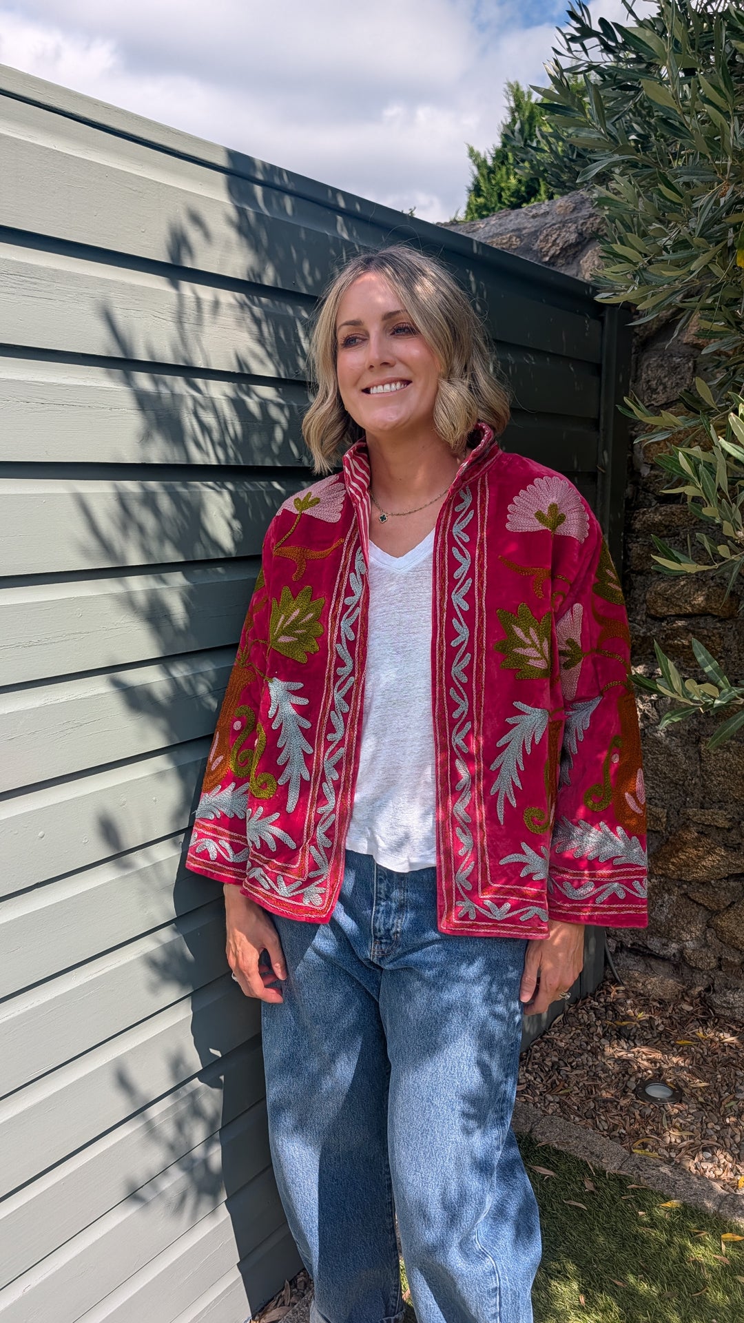 Embroidered Velvet Suzani Jacket | No. 085-Jackets &amp; Coats-LNH Edit