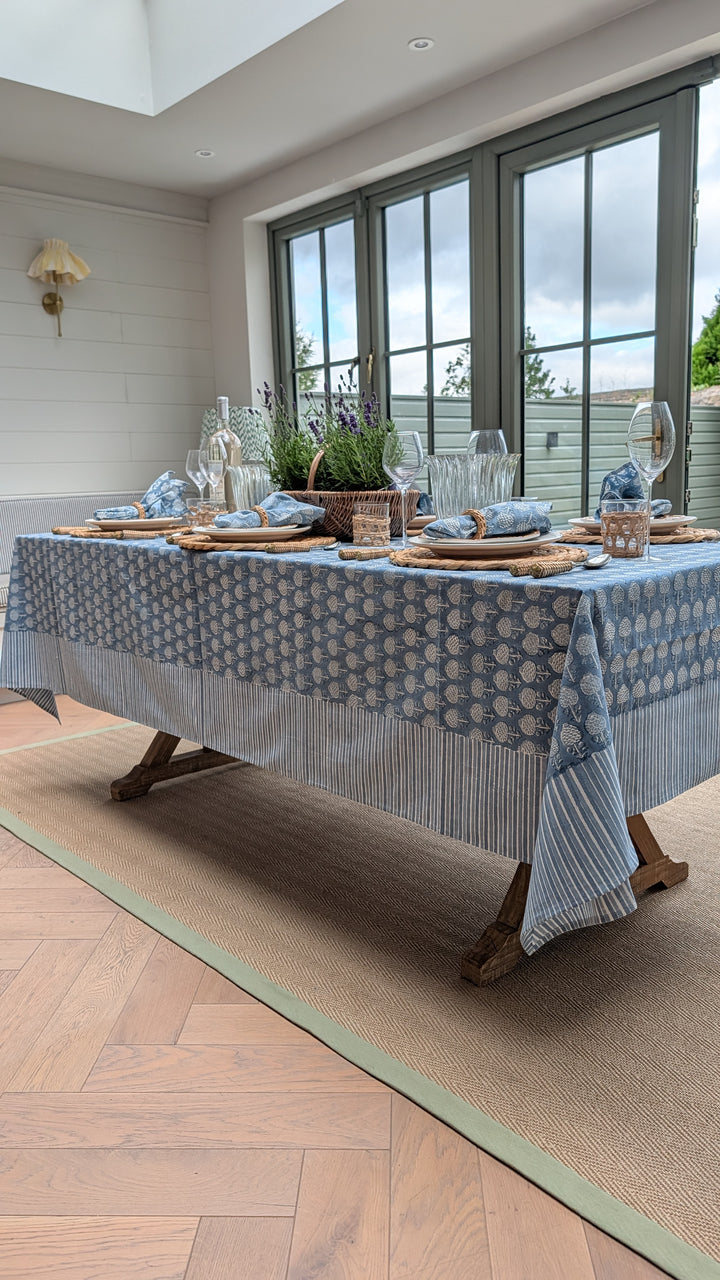 Mona Blue Rectangular Tablecloth