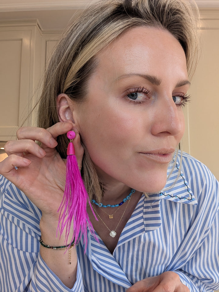 Neon Pink Pluma Earrings