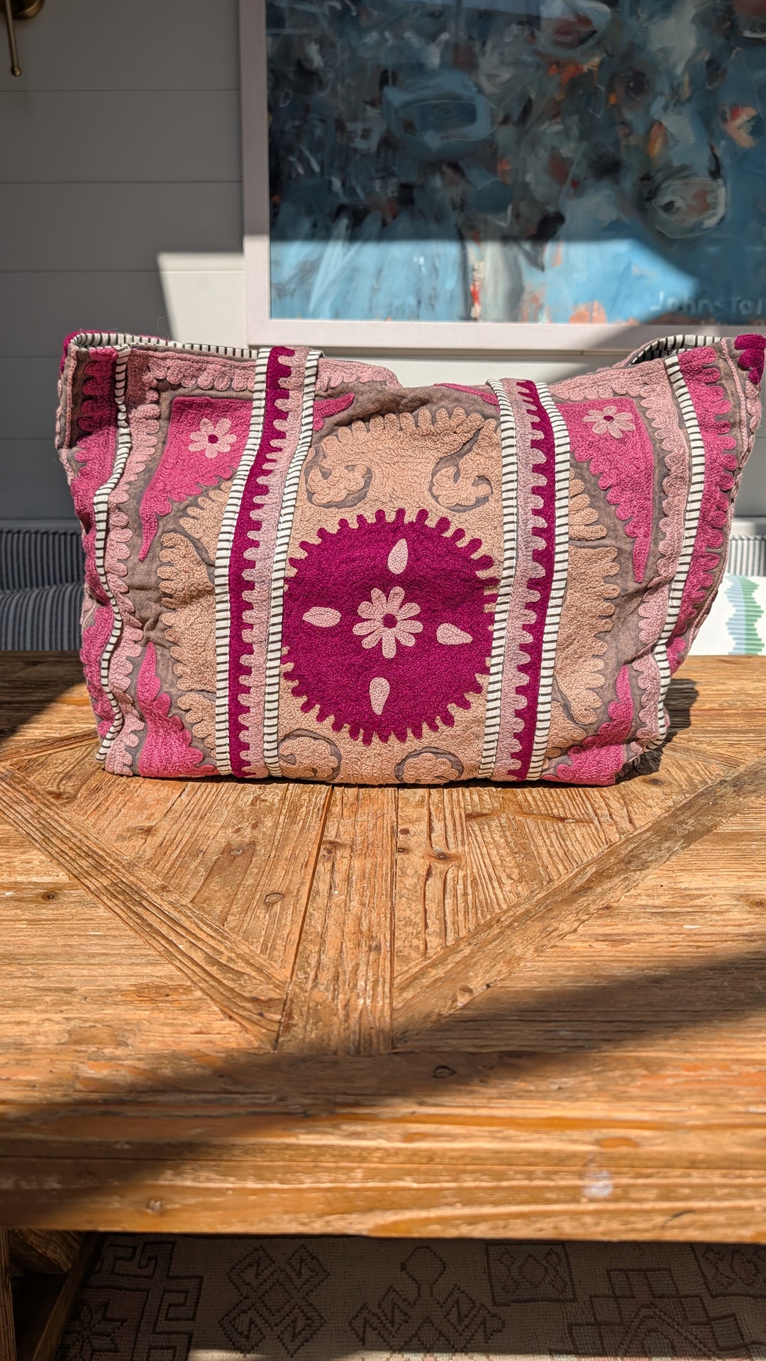 Grey &amp; Purple Suzani embroidered Tote