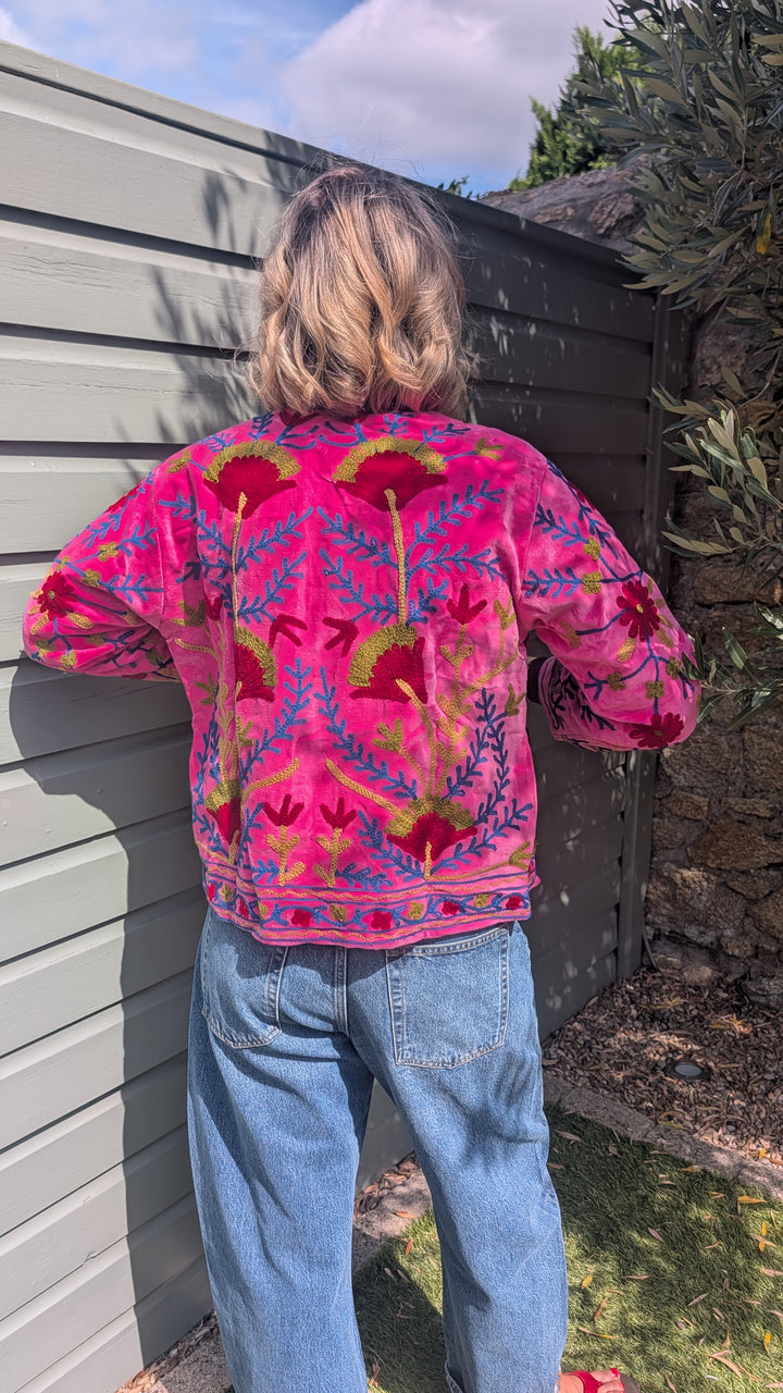 Embroidered Velvet Suzani Jacket | No. 076-Jackets &amp; Coats-LNH Edit