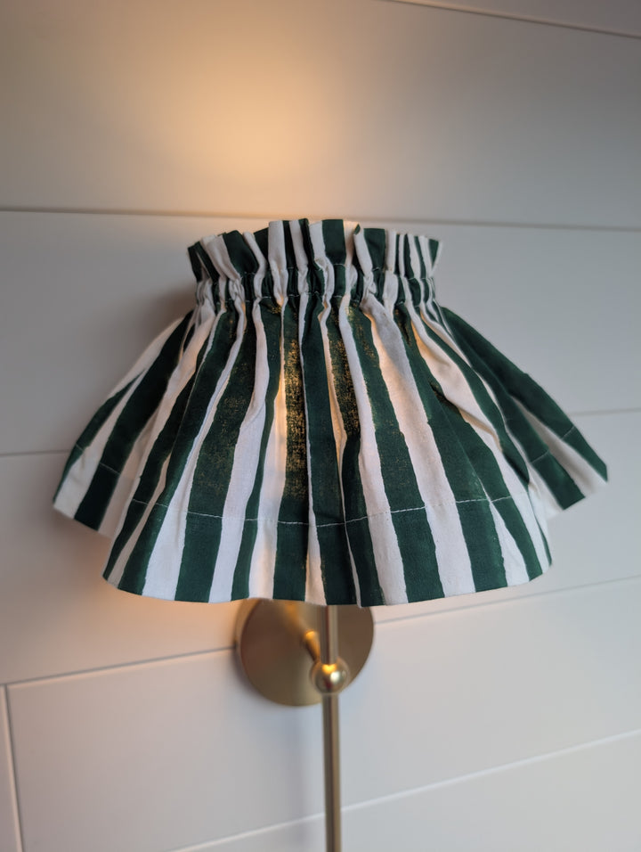 Ivy Green Stipe Lampshade Cover