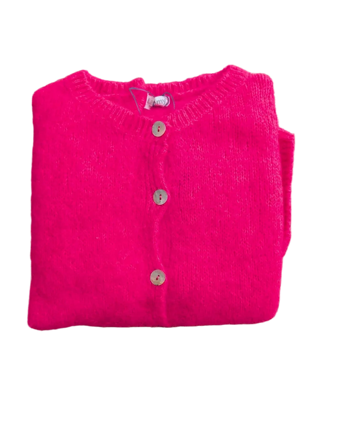 Neon Pink Short Sleeve Mohair Cardi--LNH Edit