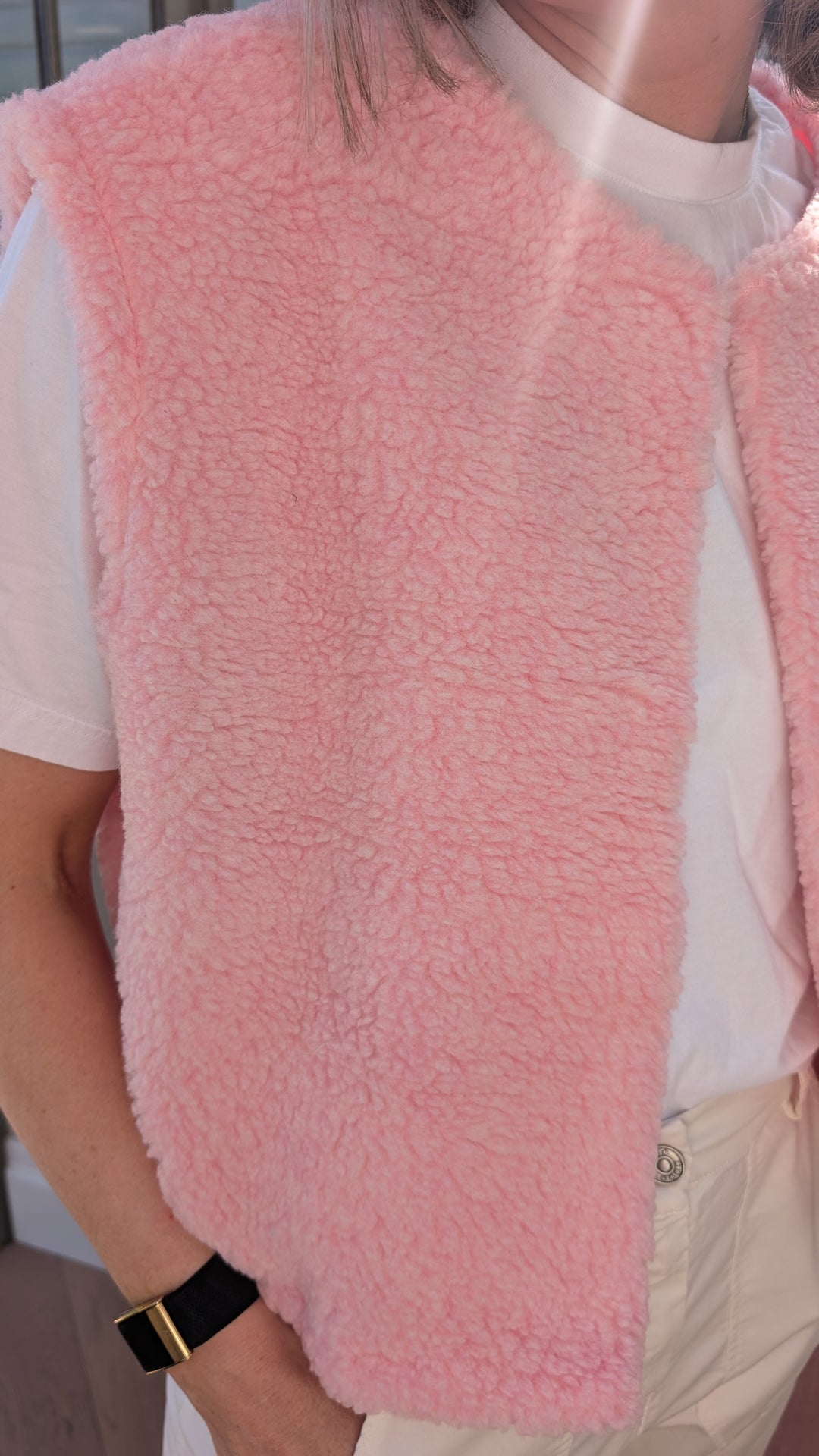 Pale Pink Boxy Fleece Gilet-Jackets &amp; Coats-LNH Edit
