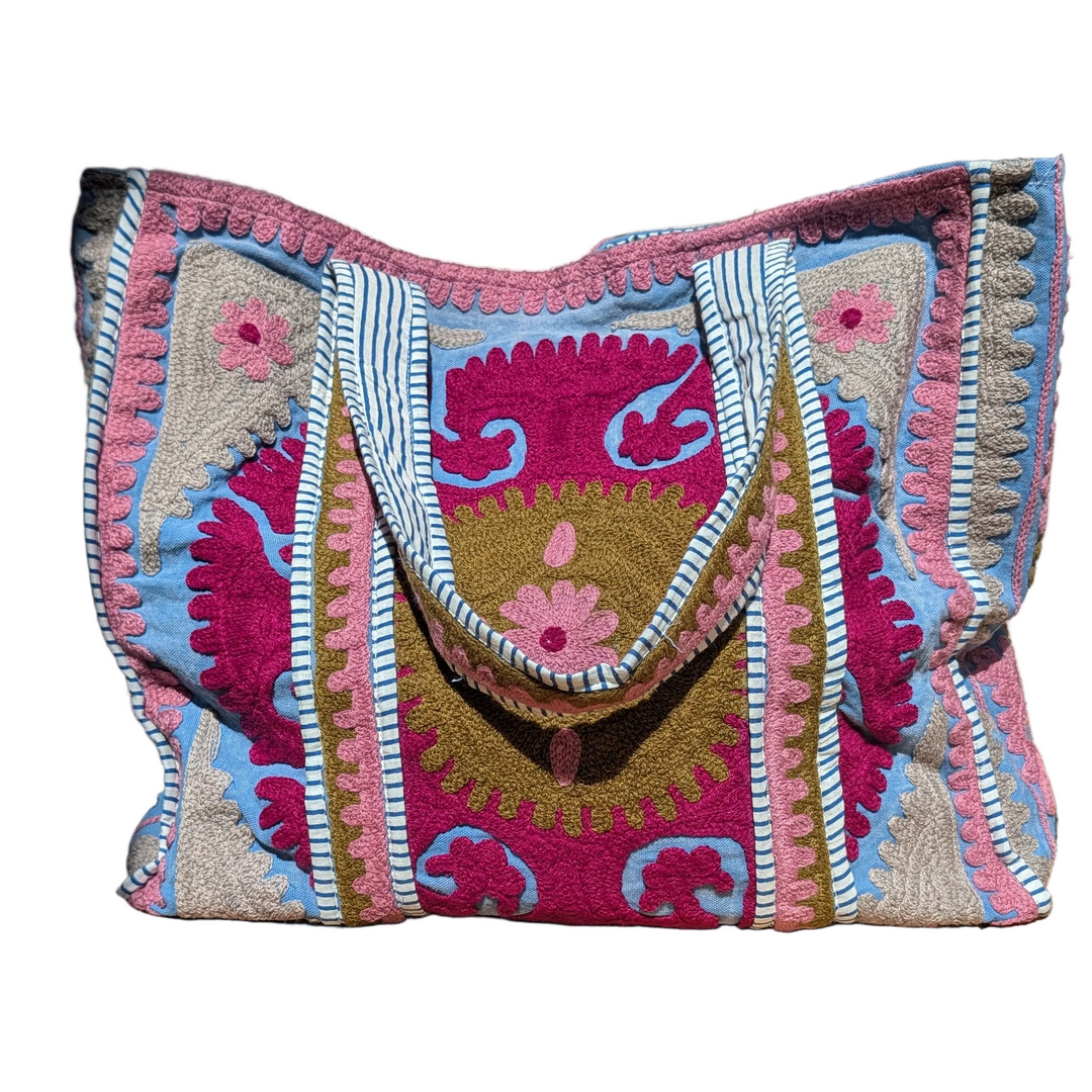 Blue / Purple Suzani embroidered Tote