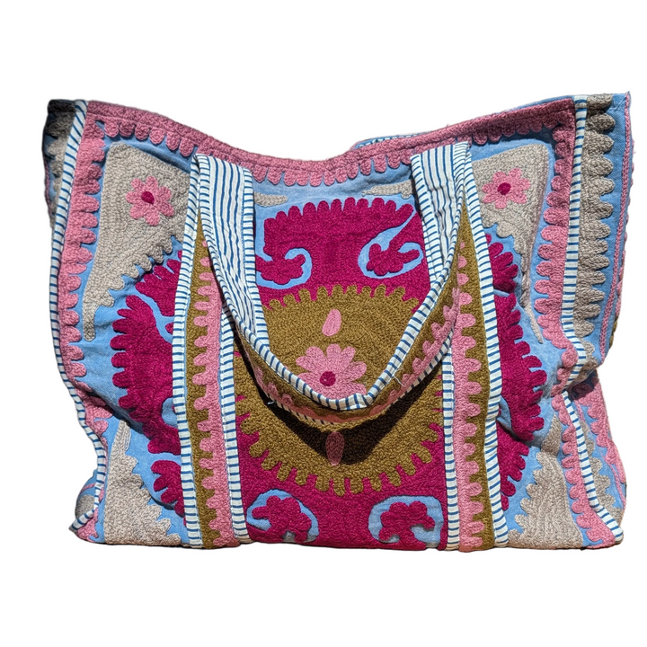Blue / Purple Suzani embroidered Tote