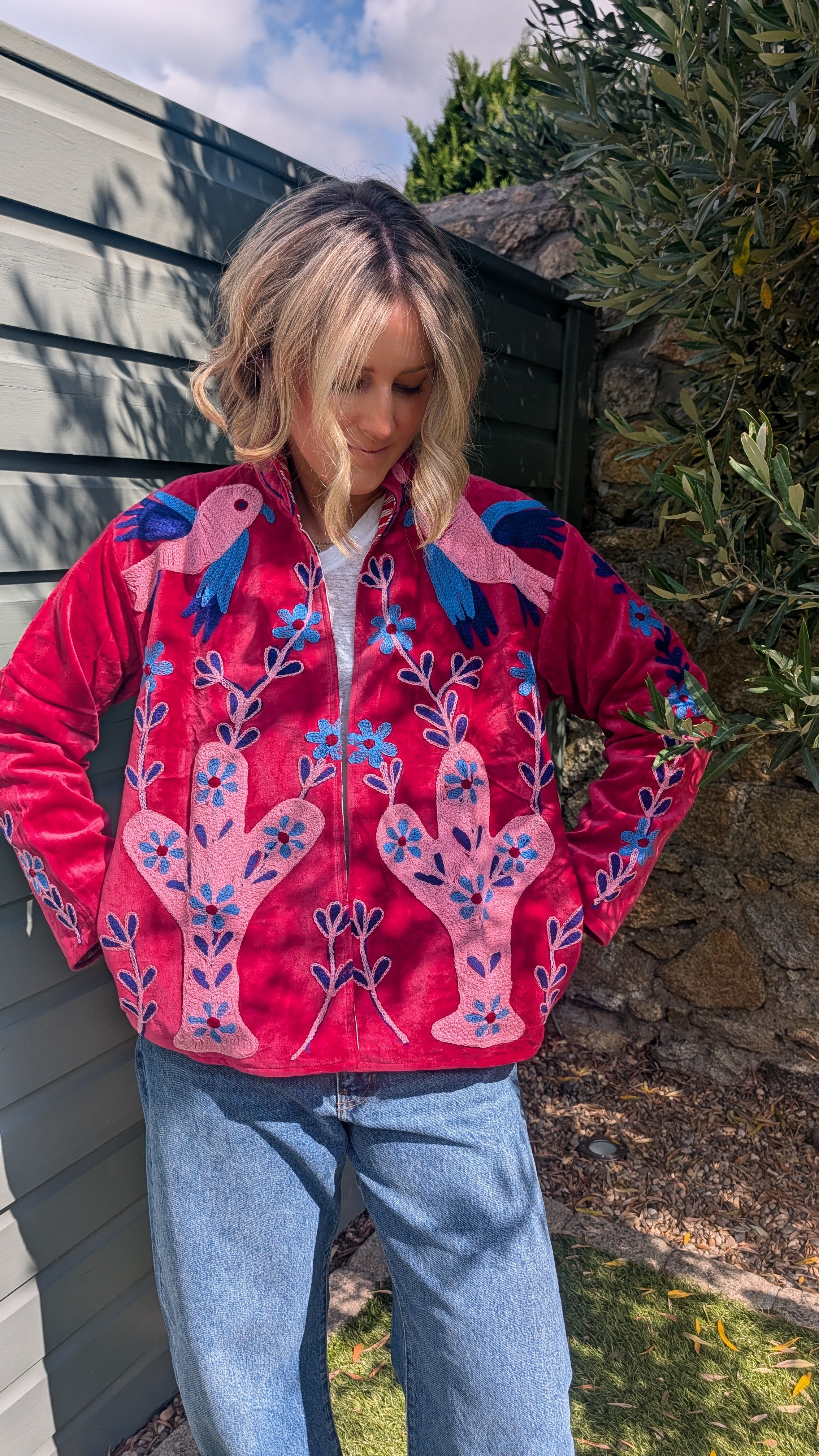 Embroidered Velvet Suzani Jacket | No. 083-Jackets & Coats-LNH Edit