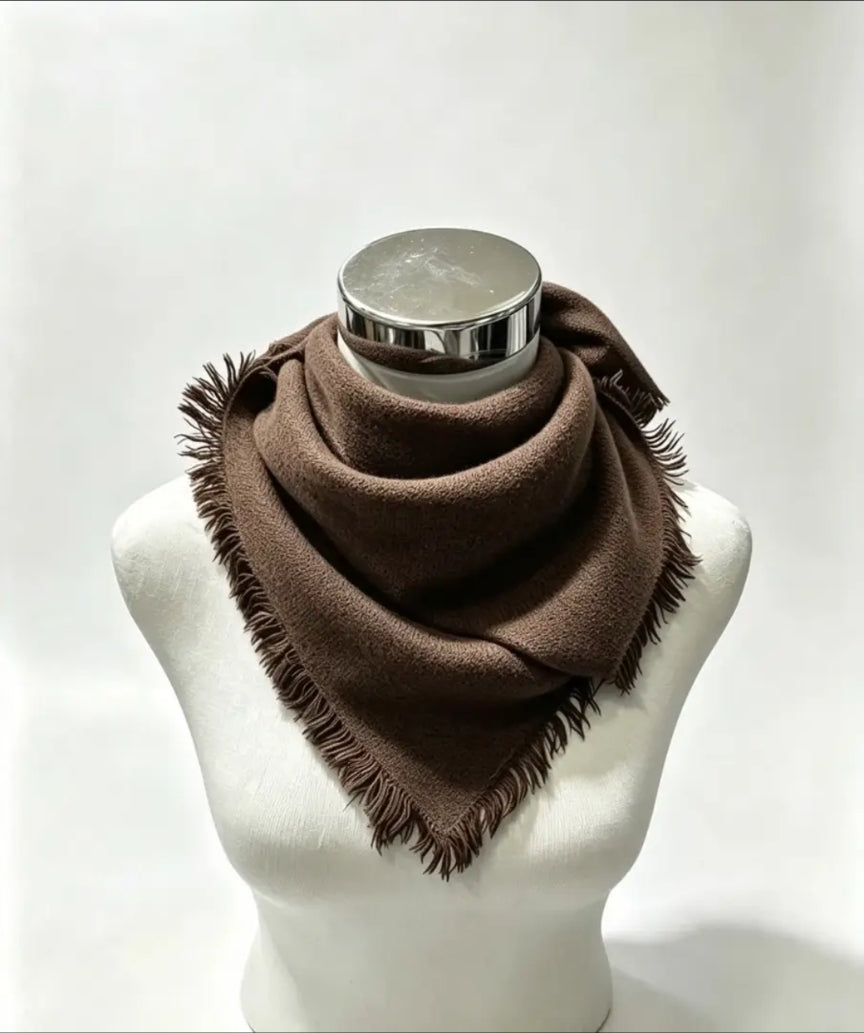Brown Trim Khaki Scarf