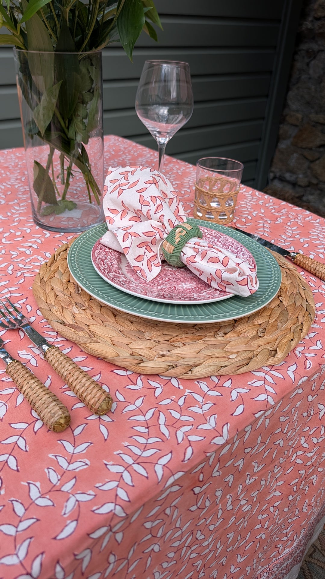 Tally Coral Rectangular Tablecloth