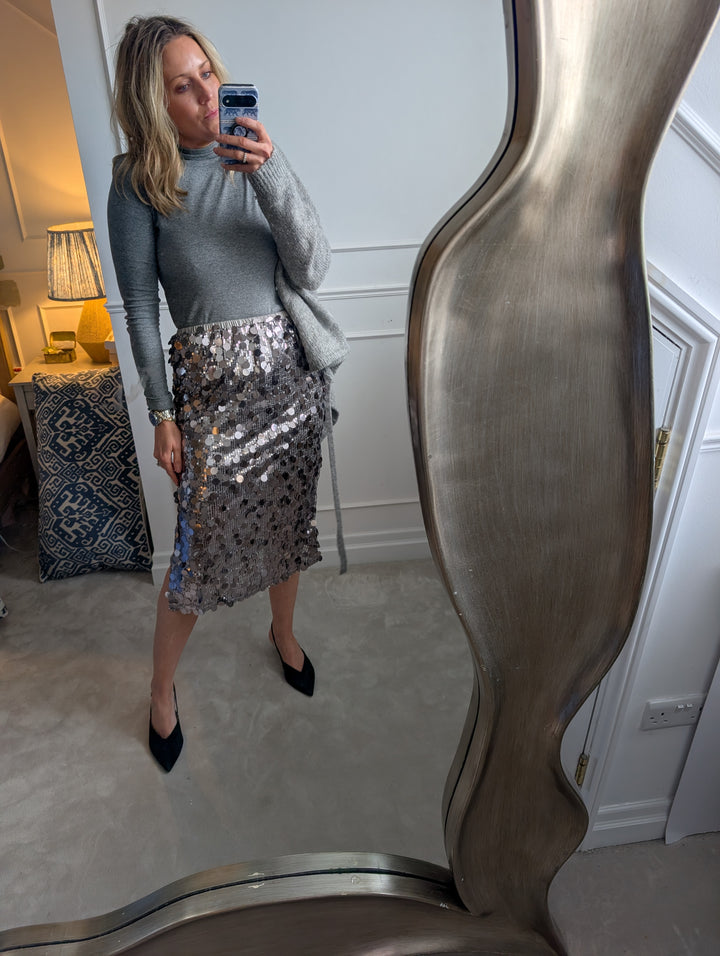 Steel Grey Sequined skirt