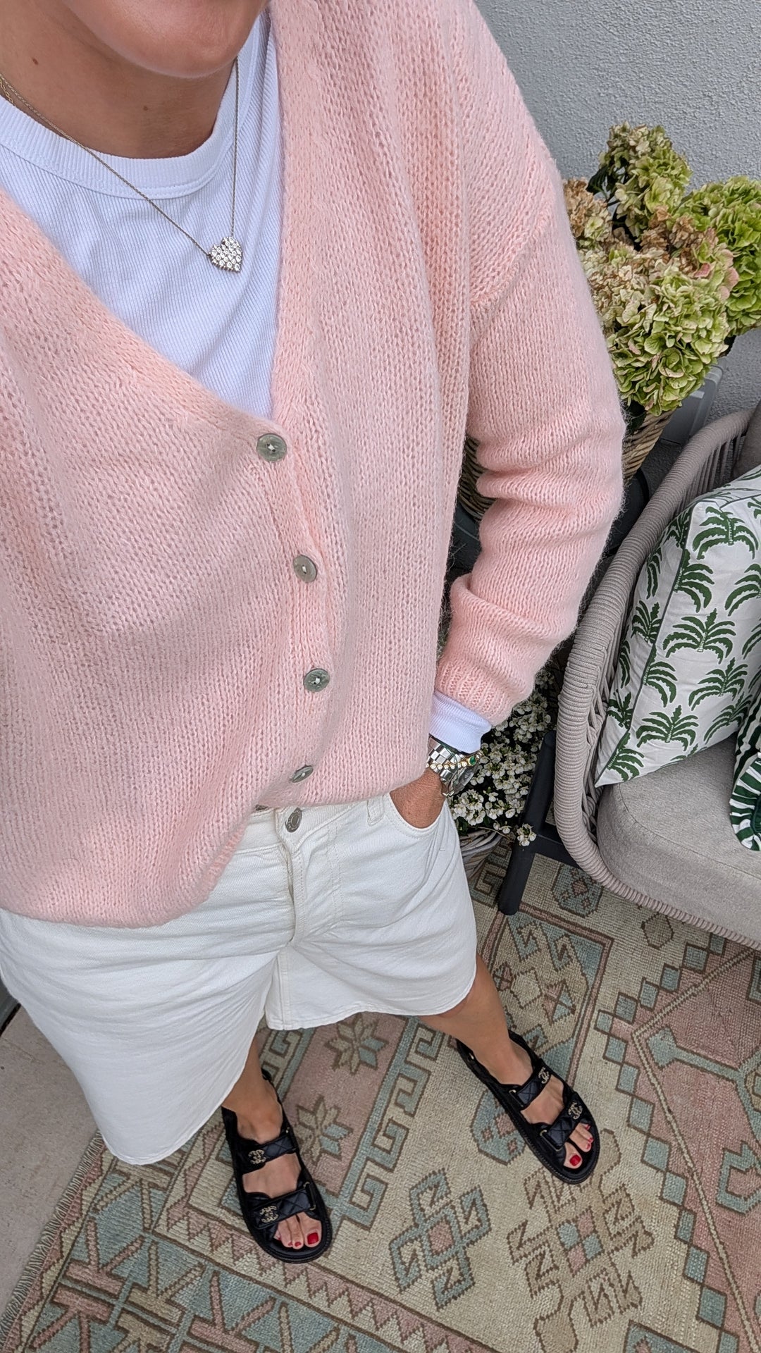 Mohair V Neck Knitted Cardigan-Jackets &amp; Coats-LNH Edit