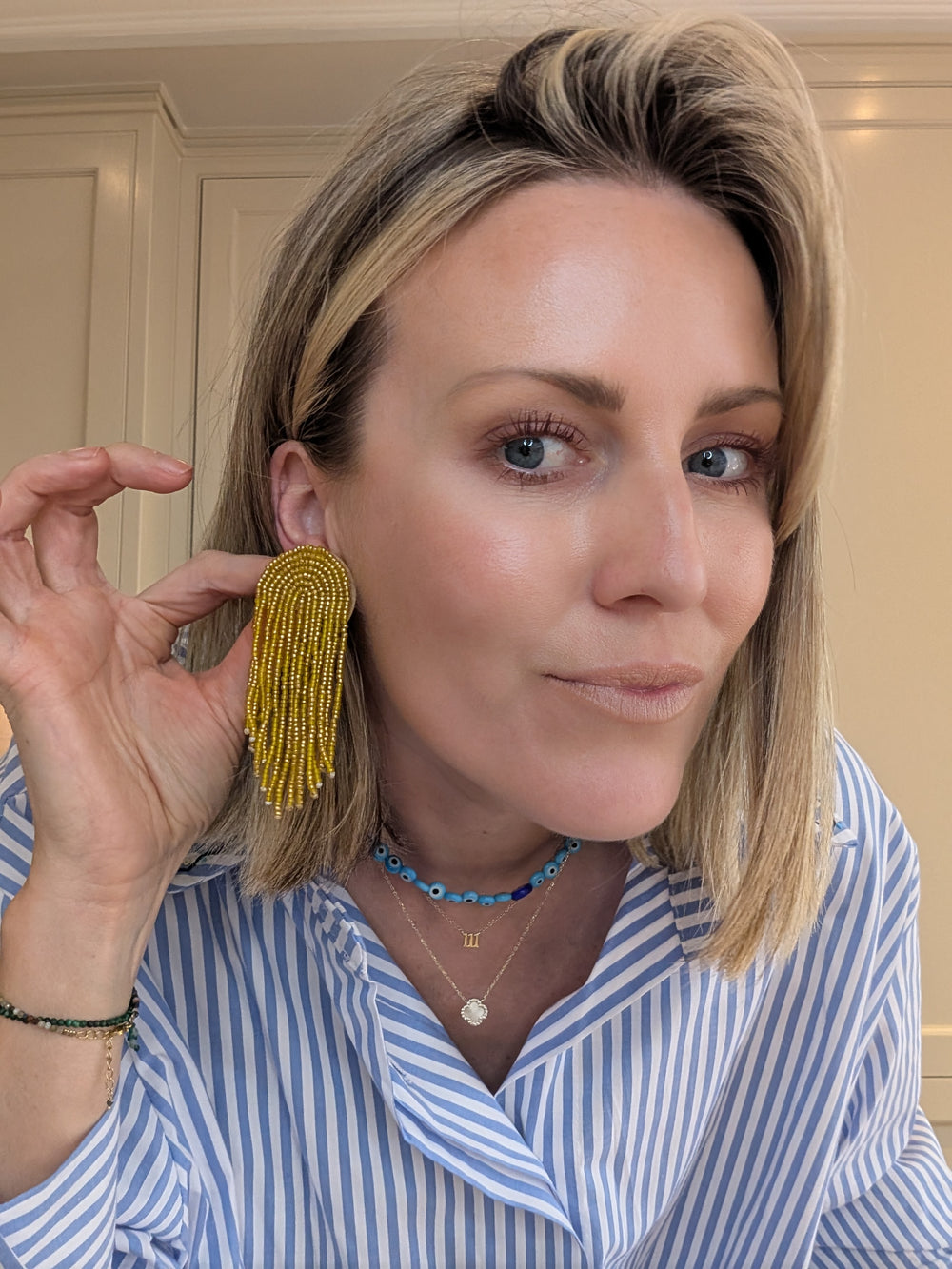 Yellow Beaded Earrings-Bracelets-LNH Edit