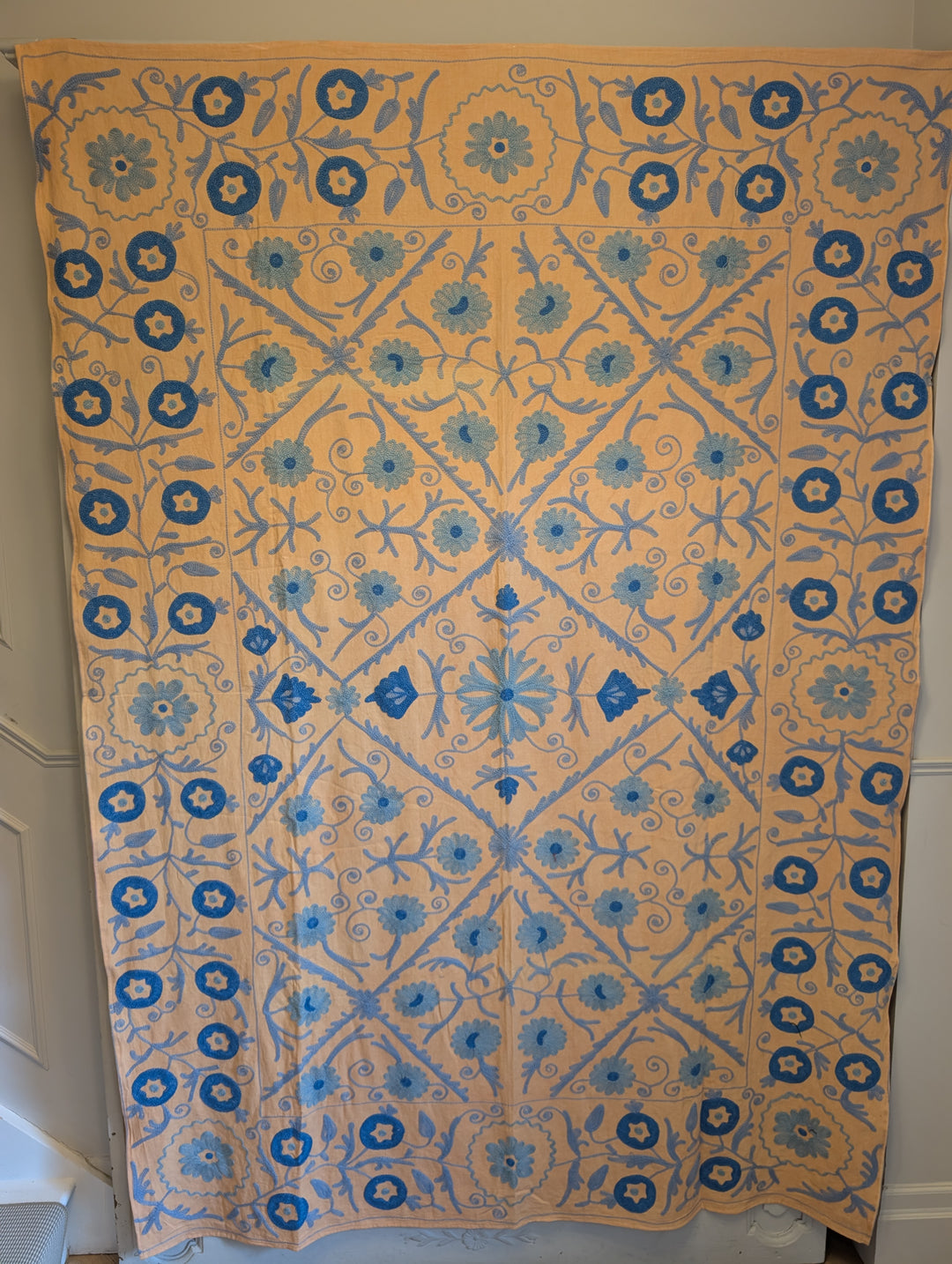 Suzani 014, Apricot Blues-throw-LNH Edit