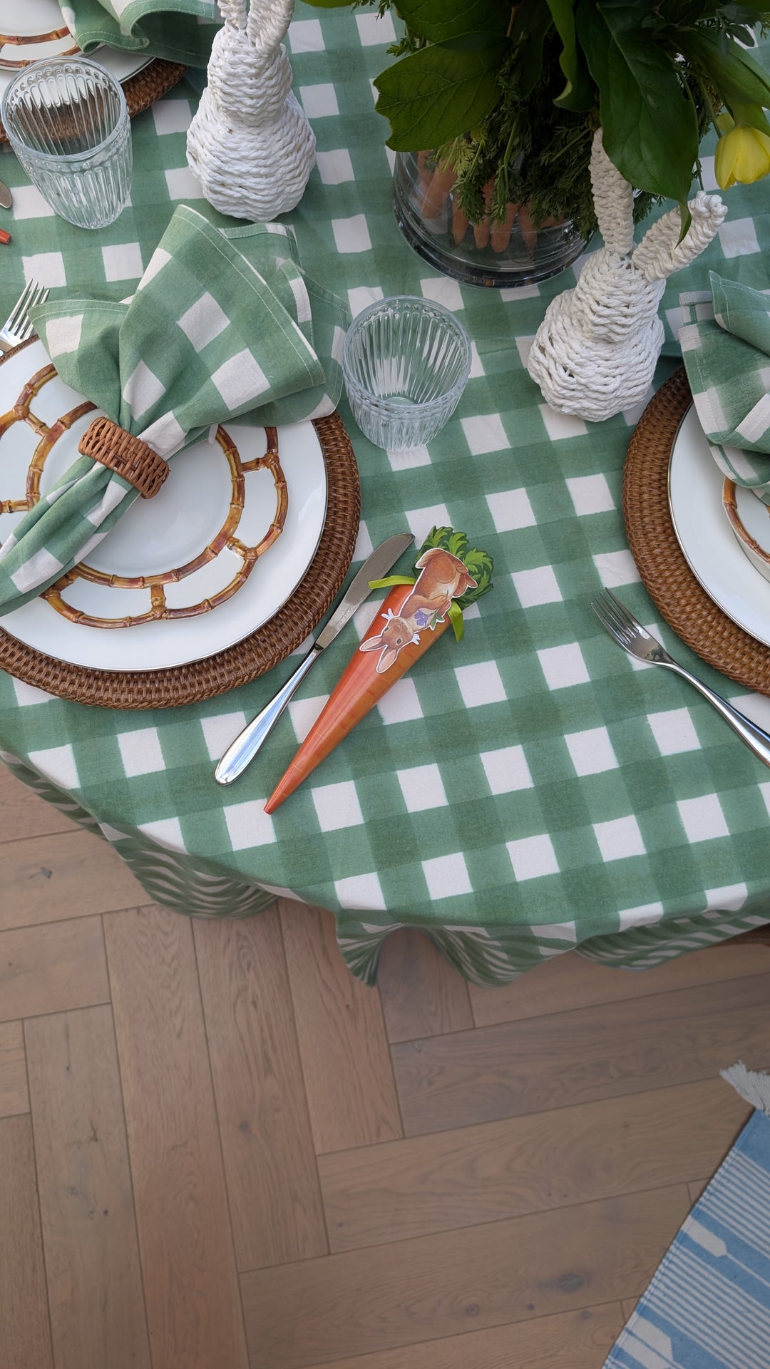 Gingham Green Round 220cm Tablecloth