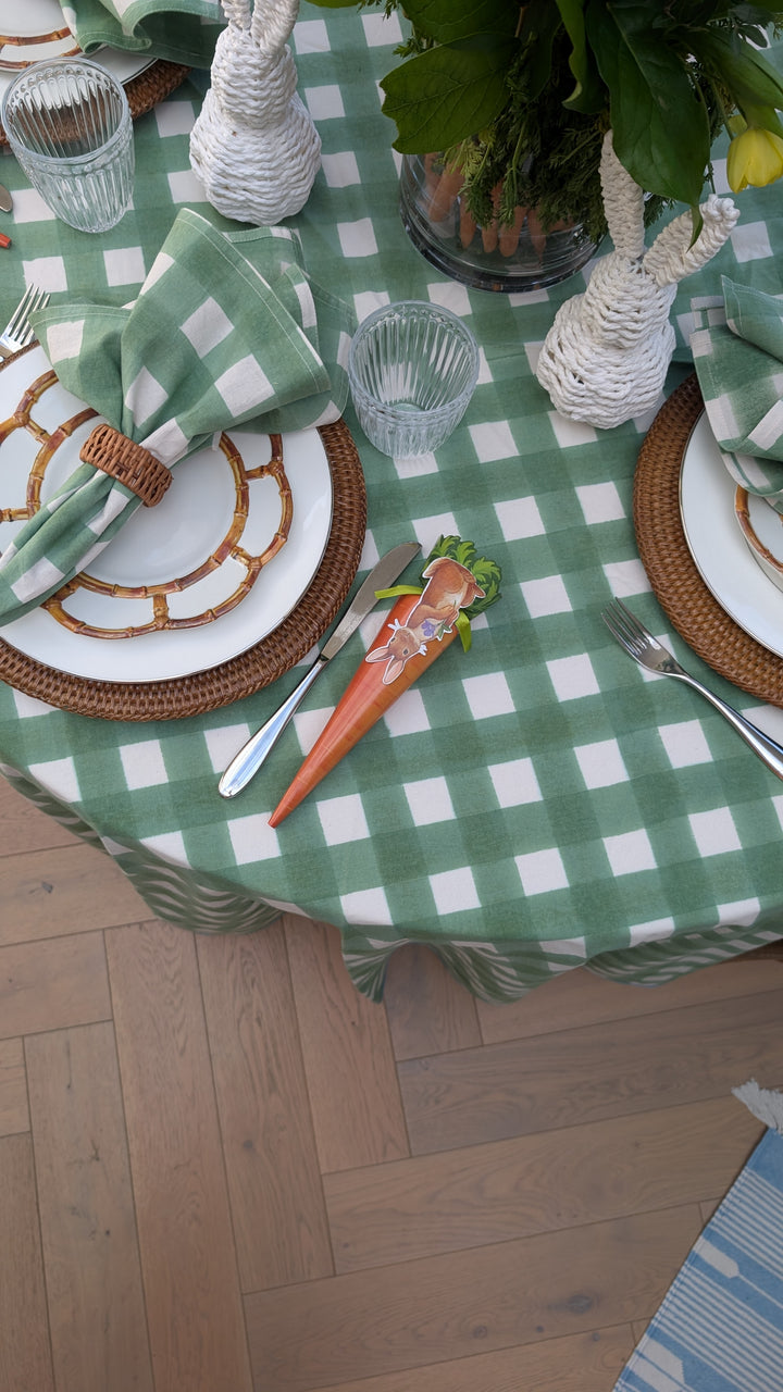 Gingham Green Round 220cm Tablecloth