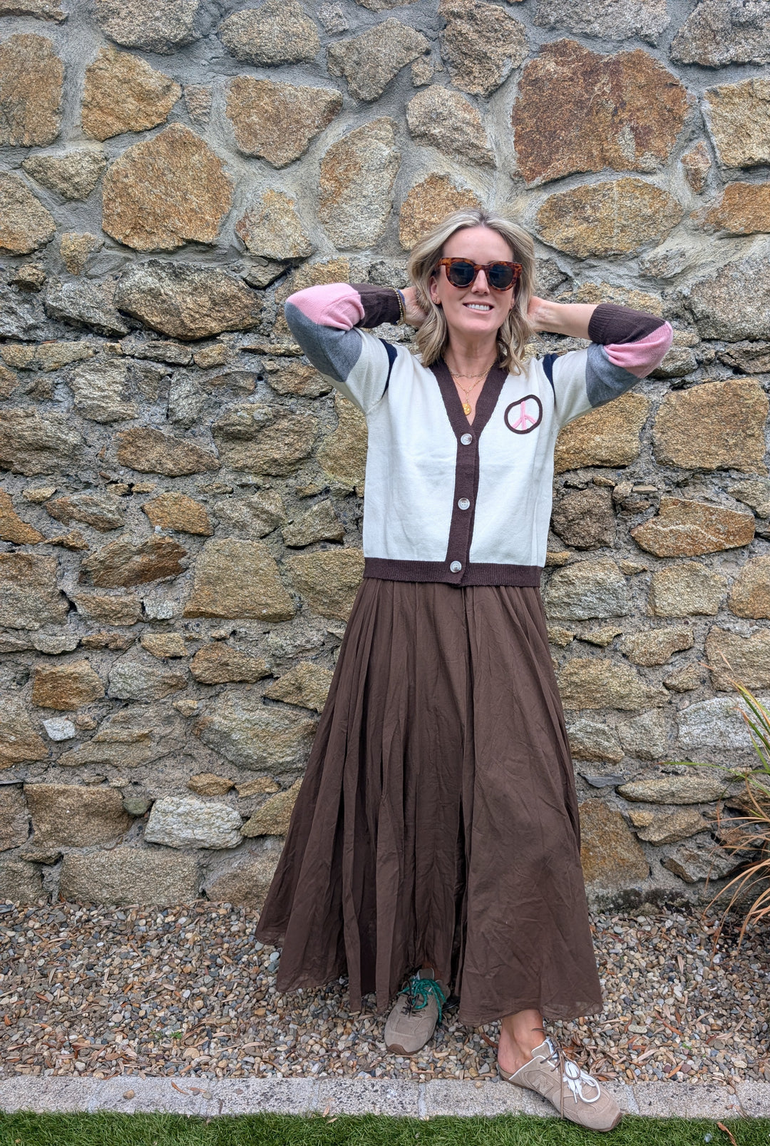 Multicolored peace cardigan-Shirts & Tops-LNH Edit