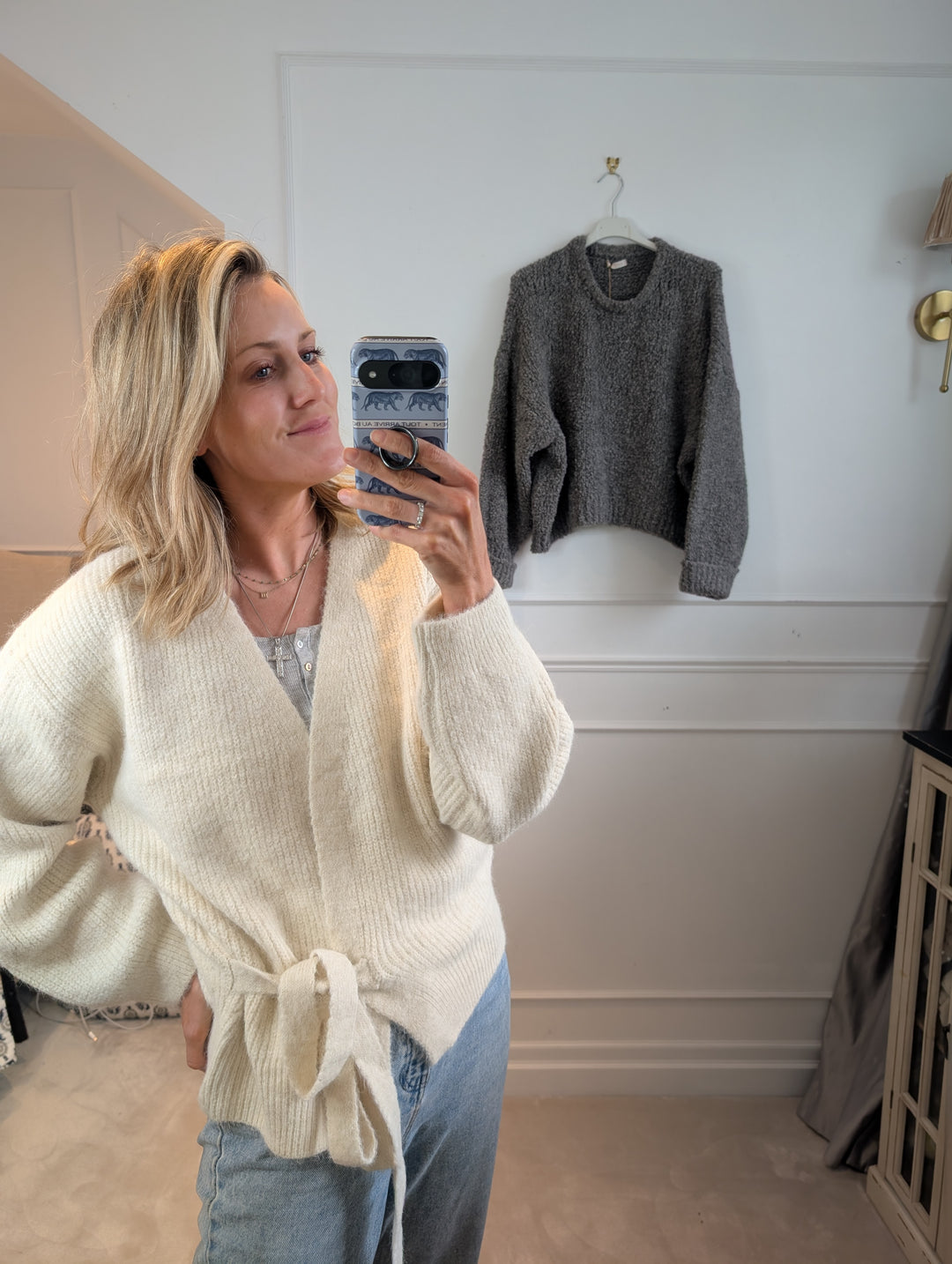 Cream Wrap-around cardigan