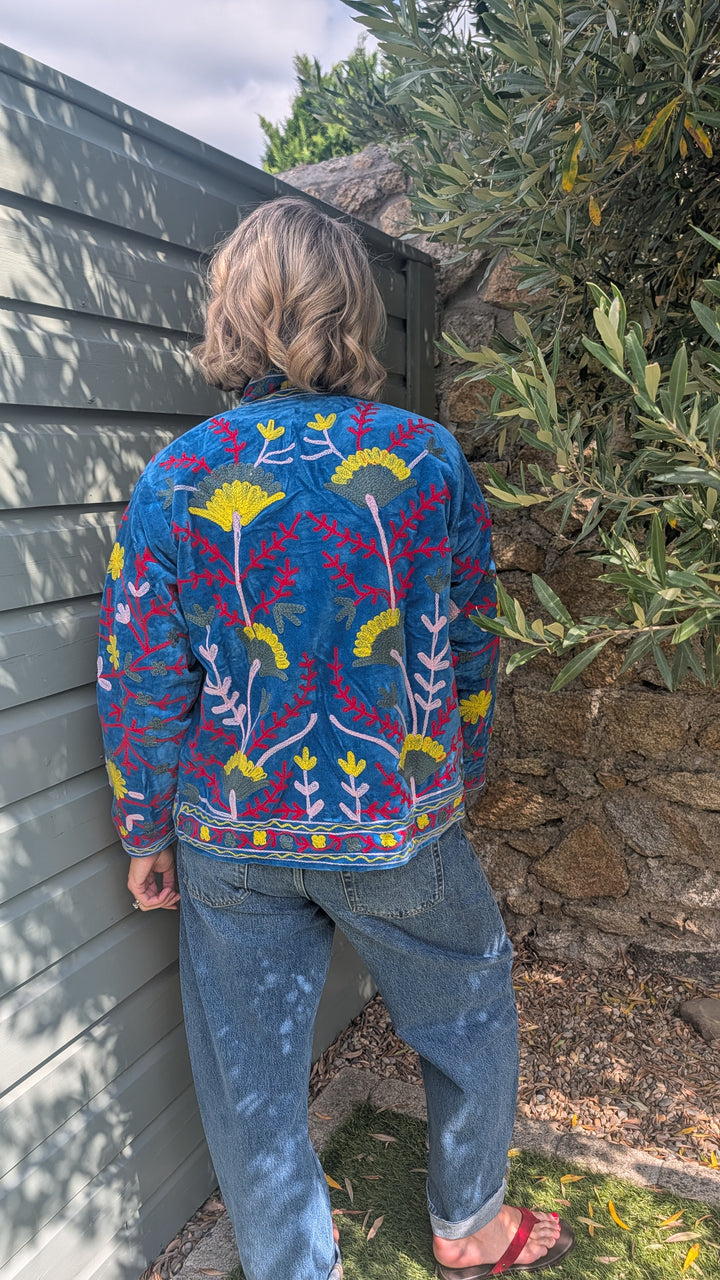 Embroidered Velvet Suzani Jacket | No. 086-Jackets &amp; Coats-LNH Edit