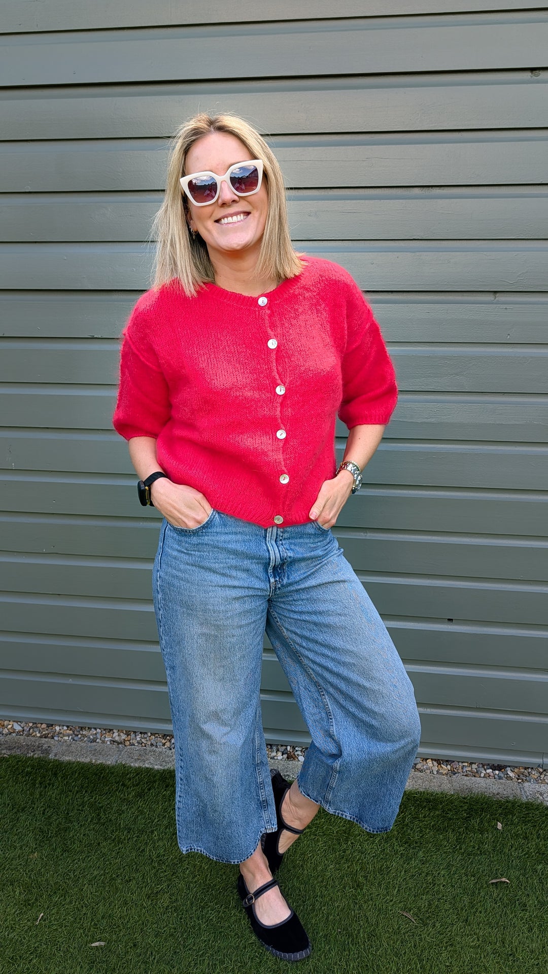 Coral Short Sleeve Mohair Cardi
