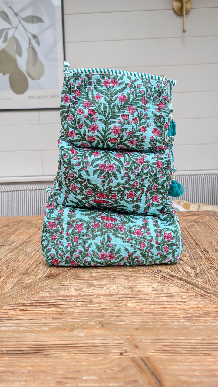 Judy Turquoise Cosmetic Bag- Set of 3