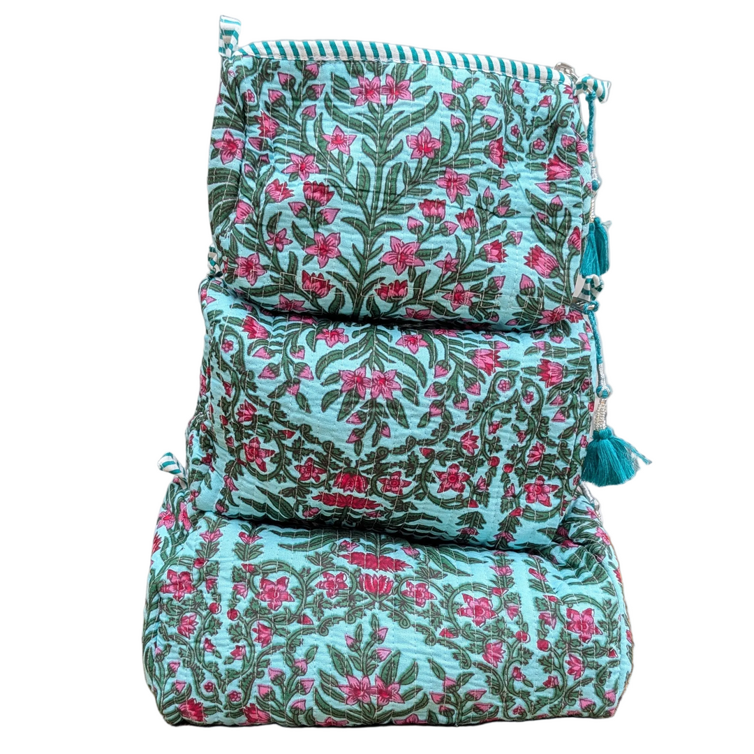 Judy Turquoise Cosmetic Bag- Set of 3