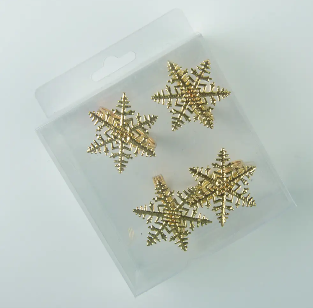 Gold Snowflake Napkin Rings - Set of 4