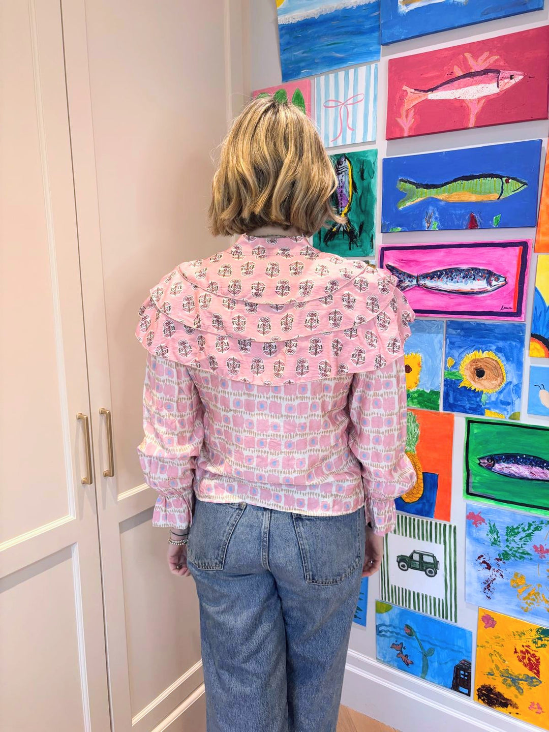 Pink Frill Printed Blouse