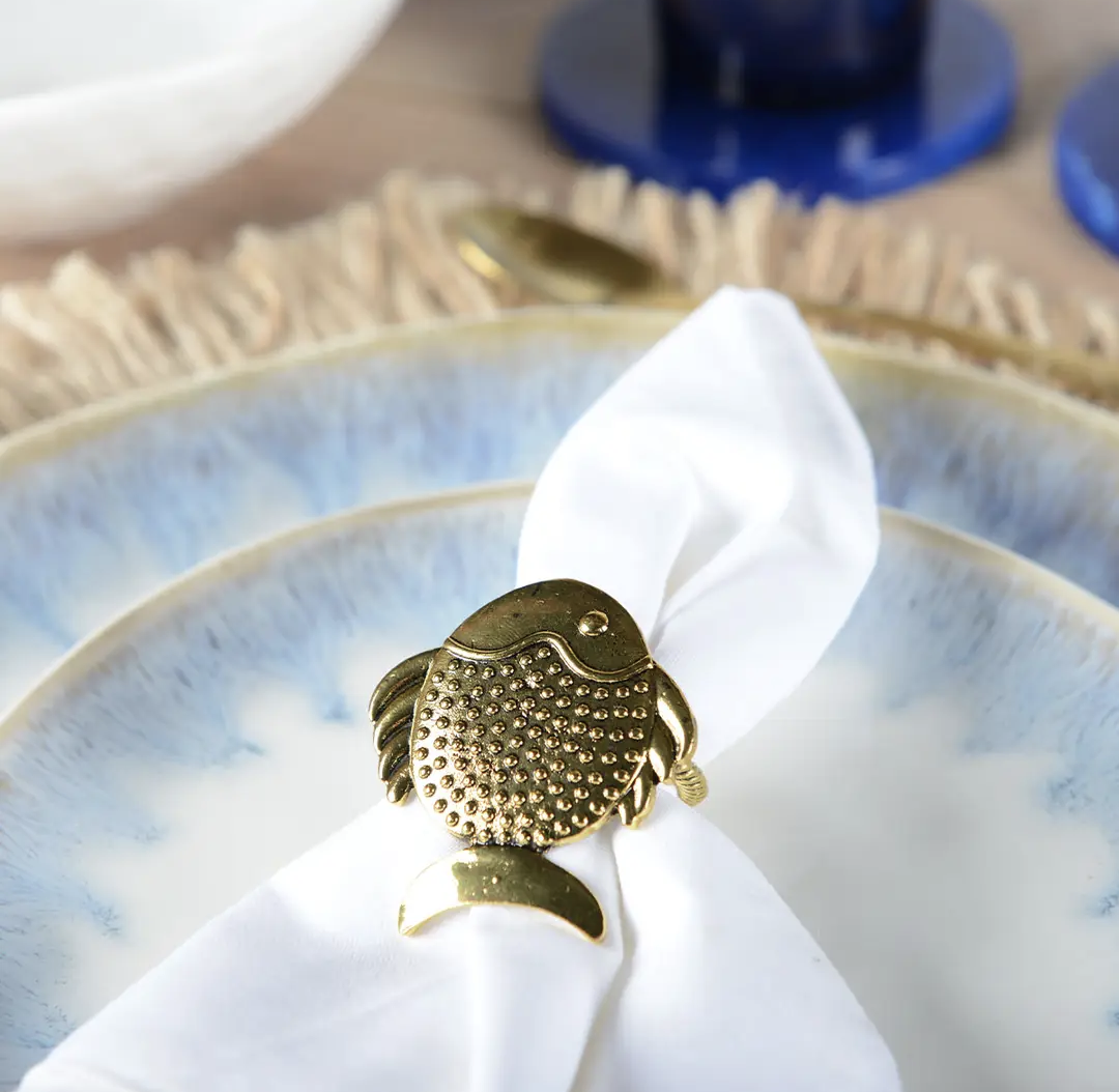 Set of 4 gold fish Napkin Rings-Napkin Rings-LNH Edit