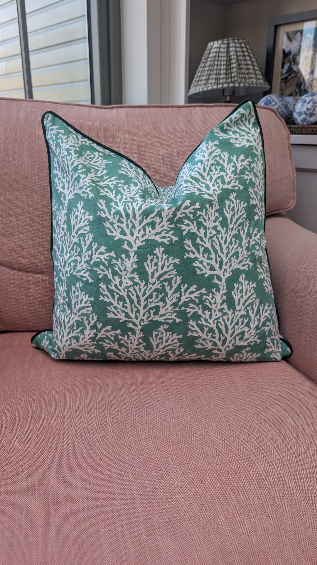 Coral Green Cushion Cover