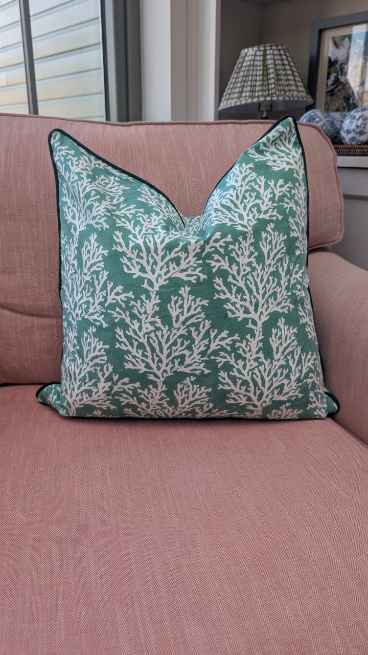 Coral Green Cushion Cover