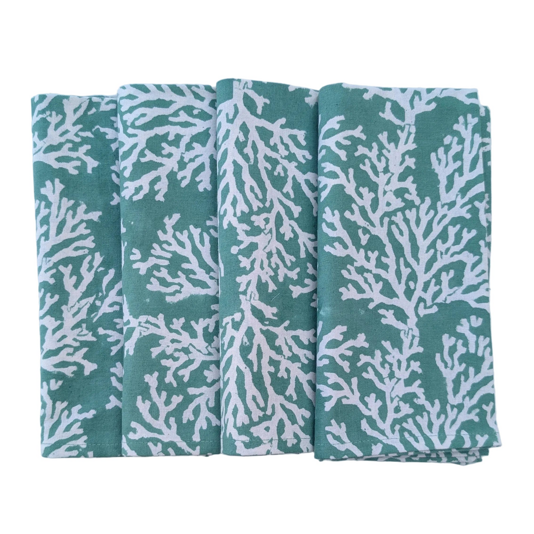 Coral Green Napkin, Set of 4