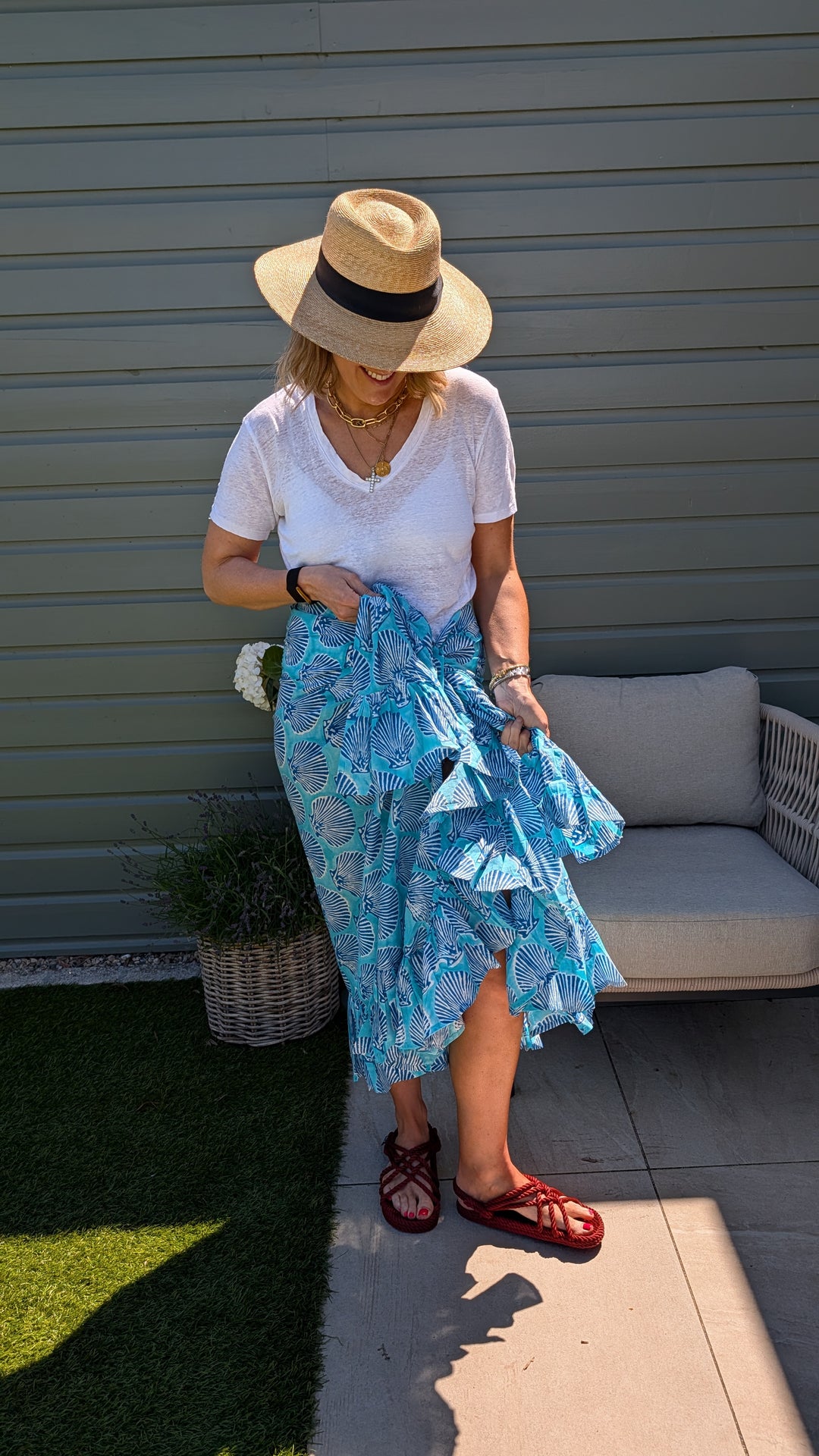 Turquoise Shell Frill Sarong