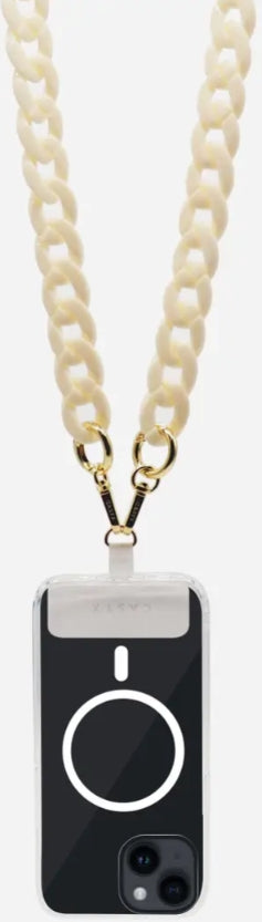 Cream Phone Chain with Universal Strap – Fits All Cases