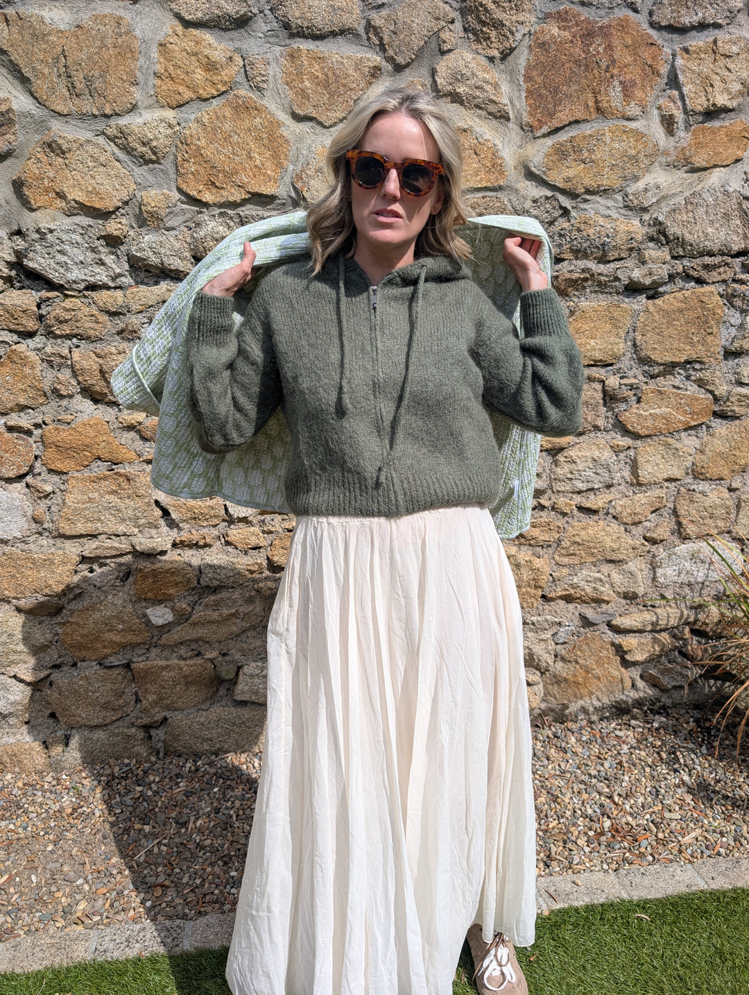 Kid Mohair Hooded Cardigan – Khaki