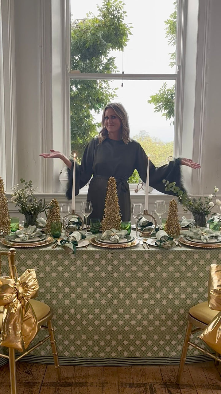 Green Satin Dress with Feather Details