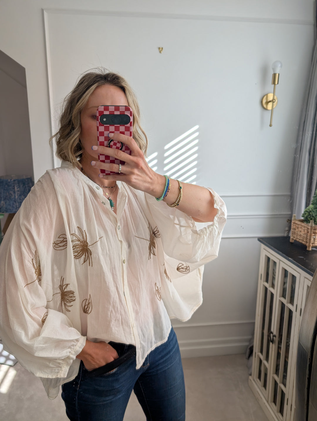 Clementine Cream Embroidered Blouse-Shirts & Tops-LNH Edit