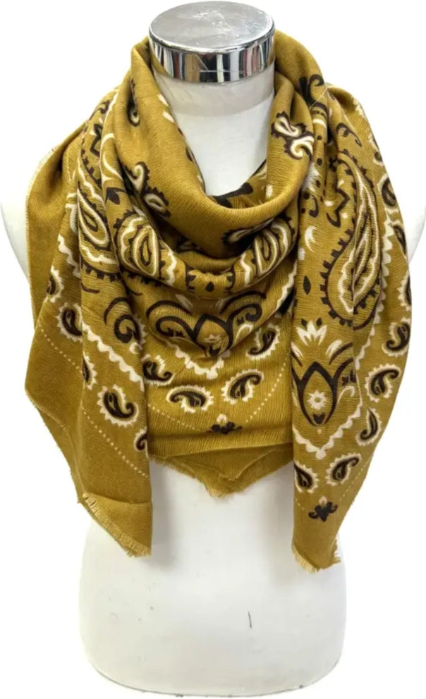 Large Chartreuse bandana print Scarf