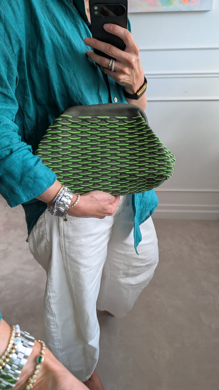 GREEN KNIT Clutch Bag