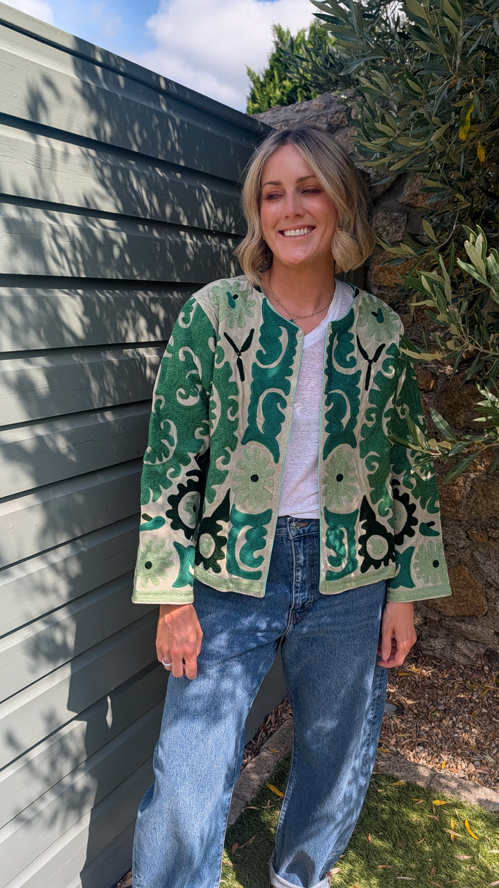 Embroidered Velvet Suzani Jacket | No. 080-Jackets &amp; Coats-LNH Edit