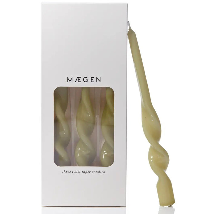 Twisted tapered candles leaf green